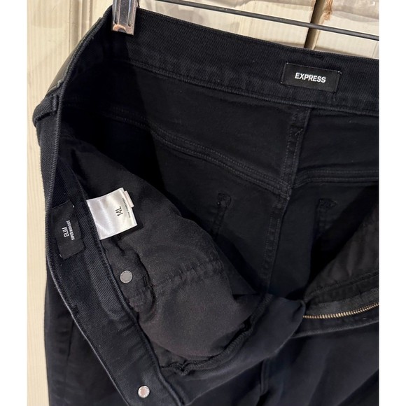EXPRESS Black Super High Rise Slim Straight Ripped Knee Distressed Jeans 14 - Picture 12 of 12